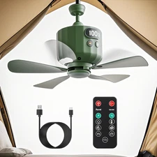 Portable Ceiling Fan Mini USB Tent Fans for RV Camping Outdoor Gazebo Canopy