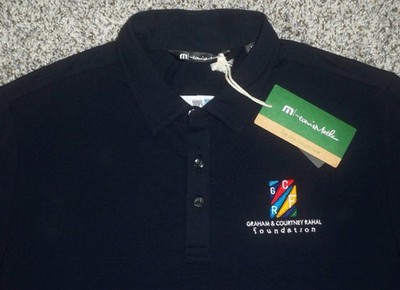 NWT Men's TRAVIS MATHEW ECO Collection Polo M BLACK w/TM Logo w/RAHAL Foundation