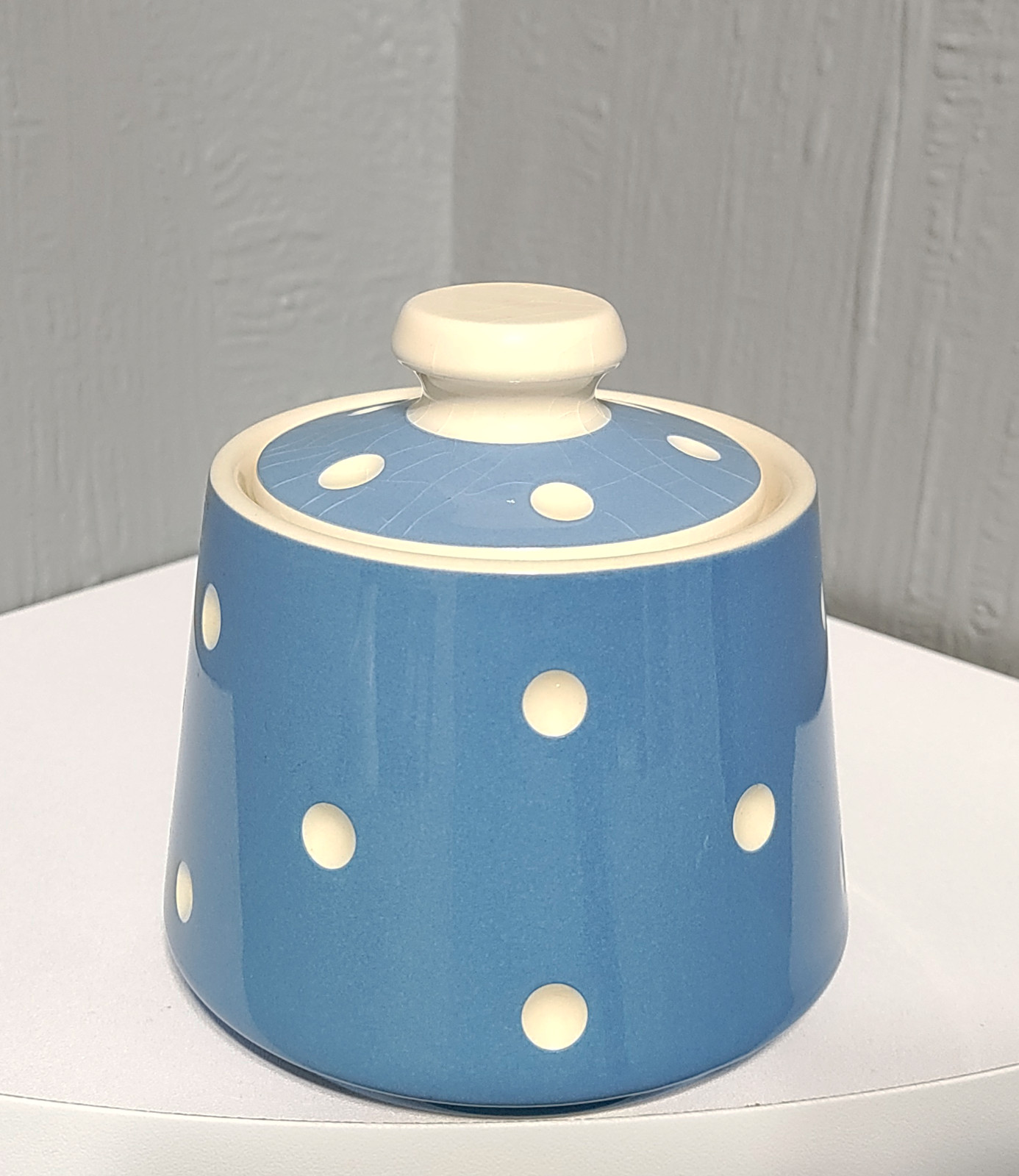 T G Green Domino Pattern Tapered Sugar Bowl with Lid
