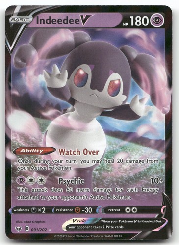Indeedee V #91/202 (Holo) (NM) SWSH01: Sword & Shield Base Set SWSH01 Pokemon