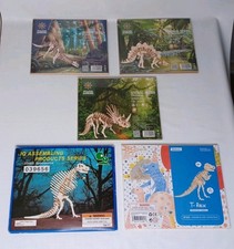 Wooden Dinosaur 3D Puzzle Kit Lot Of 5 Wood Project Kits