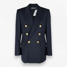 Vintage 80s Ellen Tracy Blazer Black Double Breasted Wool Blend USA Made Size 6