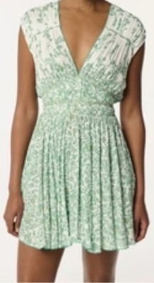 Poupette St Barth Ciao Mini Dress Size XS Green Lazuli Coastal Resort Floral NWT
