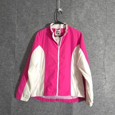 FJ FootJoy Full Zip Golf Windbreaker Jacket Womens Pink White Outdoor Sports