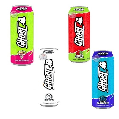 Ghost Energy 500ml gemischte Geschmacksrichtungen saure Wassermelone, OG Original, Limeade, Rasb