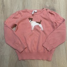 Janie And Jack Girls Sweater Dog Print With Bow Detail. Girls Sz 5 100 Cotton