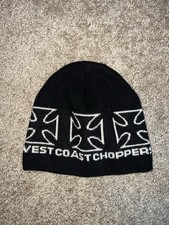 West Coast Choppers Black Knit Beanie Hat Logo Toboggan Y2K Metal Grunge Vtg