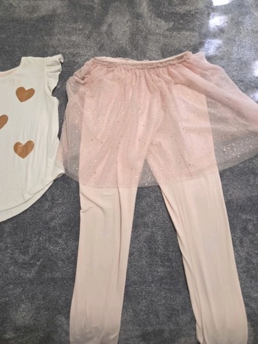 Girls Sweet Dreams By Young Heart Ruffle Sleeves Top W/ Legging And Skirt Sz 12 - Picture 8 of 8