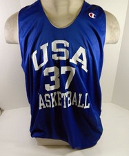 1990s Team USA Basketball #37 Game Issued Blue White Practice Jersey 2XL DP66426