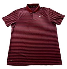 Nike Golf Dri-Fit Red/Black Striped Polo Shirt - Men's size Large