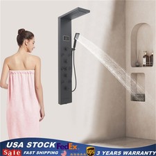 LED Shower Panel Tower Massage System Rain Waterfall Jets Faucet Stainless Steel