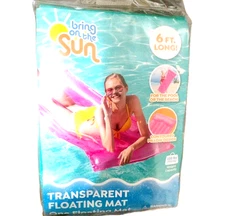 New Bring On The Sun Floating pool  Mat 6ft x 30" Max Weight 220 Lbs pillow Teal