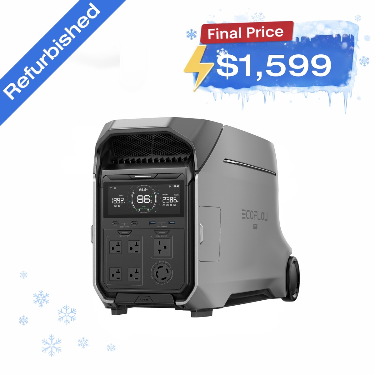 EcoFlow DELTA Pro 3 4000Wh LFP Portable Power Station Certified