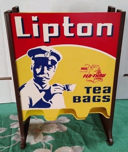 Vintage Lipton Tea Bag Holder Restaurant Counter Display Dispenser Nostalgia HTF