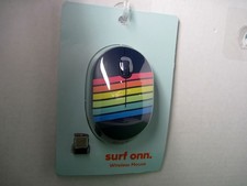 Surf Onn 5 Button Rainbow Mouse . 2.4GHz USB Wireless w/Batteries. New