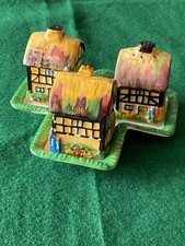 Grimwades, Rubian Art, OLDE ENGLAND, Hand Painted 3-Piece Cruet Set