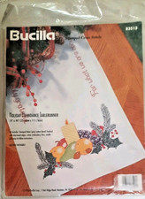 Bucilla Stamped Cross Stitch Christmas Table Runner New Sealed Abundance 83513