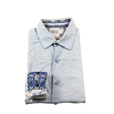 Robert Graham Light Blue Cotton Flip Cuff Button Front Shirt Size Small