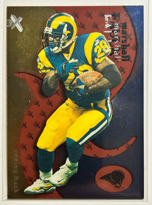 Marshall Faulk #/50 Essential Credentials Now 2000 Fleer EX Century #44 DAMAGED