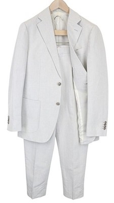 SUITSUPPLY Havana Patch Herren Anzug UK38R Slim 2-Teiler Leinen Baumwolle halb gefüttert *
