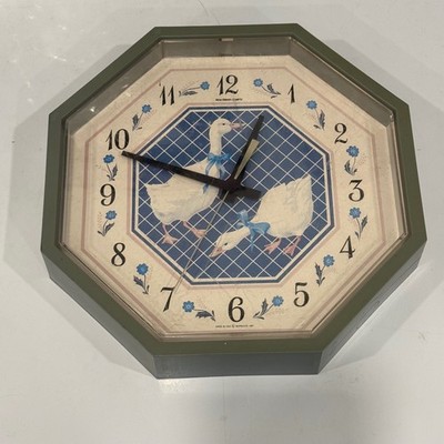 Vintage 1987 New Haven Burwood Country Geese Octagon Wall Clock