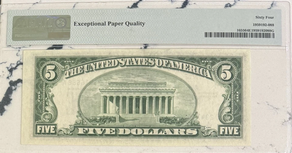 $5 1953 Silver Certificates Fr. 1655 D/A Block PMG 64 EPQ - Image 2 of 2