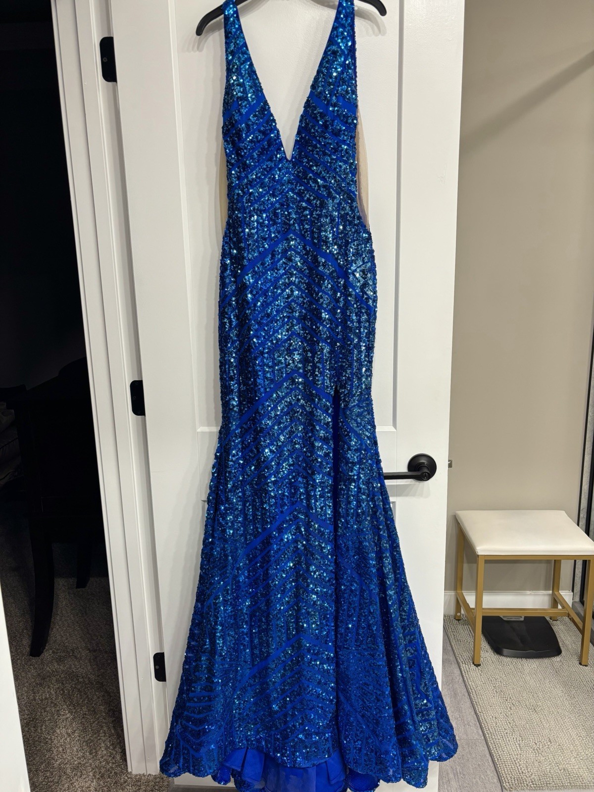 Women's Navy Blue Prom Dress Jovani Size 14
