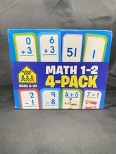 School Zone Math 1-2 Flash Cards 4 Pack Addition Subtraction Numbers 1-100 NEW