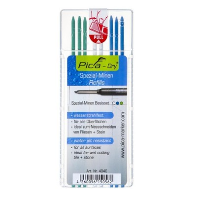 Pica DRY 4040 Spezialminen, Basis-Set Tieflochmarker Ersatz Minen Baubleistift