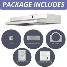 30 in Range Hood Under Cabinet Convertible Stainless Steel Kitchen Range Hood US