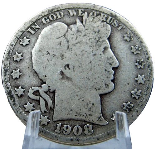 1908-D Barber Liberty Head Half Dollar 50c Very Good 90% Silver  #SC75AGBE-2