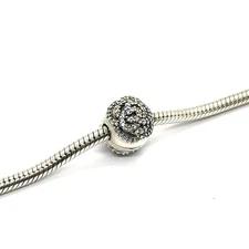 RETIRED PANDORA SHIMMERING ROSE SAFETY CLIP STOPPER CHARM (EPJ031064)