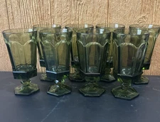 Fostoria Virginia Green Footed Iced Tea Glasses Set Of 8 Green EUC Vintage