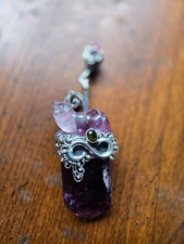 Huge Sterling Silver Carved Amethyst Cat Crys...