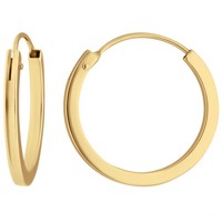 Paar Ohrringe Creolen Flach Vierkant Ohrschmuck Aus 585 Gold Gelbgold 16X1,5Mm