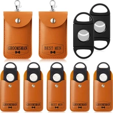 7 Pack Groomsmen Wedding Gifts Set with Leather Pouch Keychain for Best Man G...