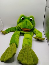 1982 Vintage DAKIN Green Stuffed Frog 16" Full Body Hand Puppet