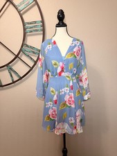 Yumi Kim Dress Small NWT Blue Floral Long Sleeve