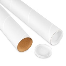 Pack of 250 White Mailing Tubes With End Caps - 3 X 25"