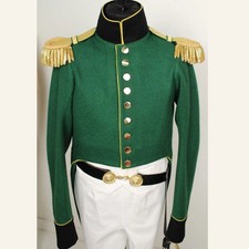 New 1815 Officer Uniform Men's Green Wool Coat Men's Green Wool Military Tailcoa