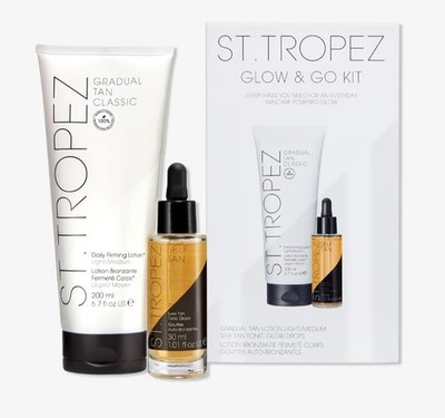 St Tropez Glow & Go Kit, Self Tan Set with Gradual Tan Firming Lotion and Luxe