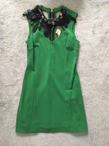black and emerald green dress