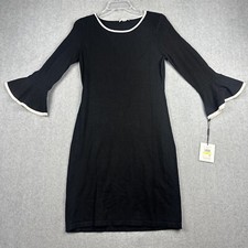 Calvin Klein Dress Womens M Black Sheath Above Knee Stretch Boho Flare NWT $134