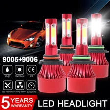 9005 9006 LED Headlights Kit Combo Bulbs 6500K High Low Beam Super White Bright
