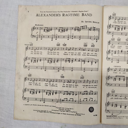 Rare Vintage 1938 Irving Berlin ALEXANDER'S RAGTIME BAND Sheet Music Jazz Swing - Picture 2 of 24