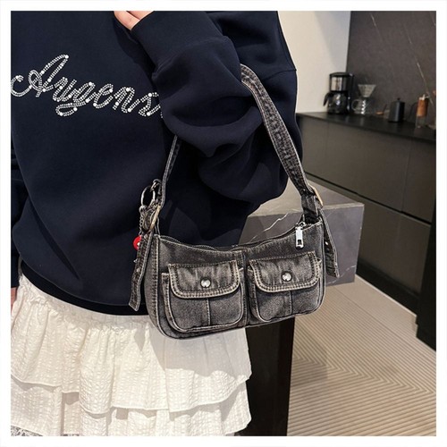 Retro Denim Handbag Spicy Girl Shoulder Bag Fashionable And Simple Underarm Bag - Picture 12 of 14