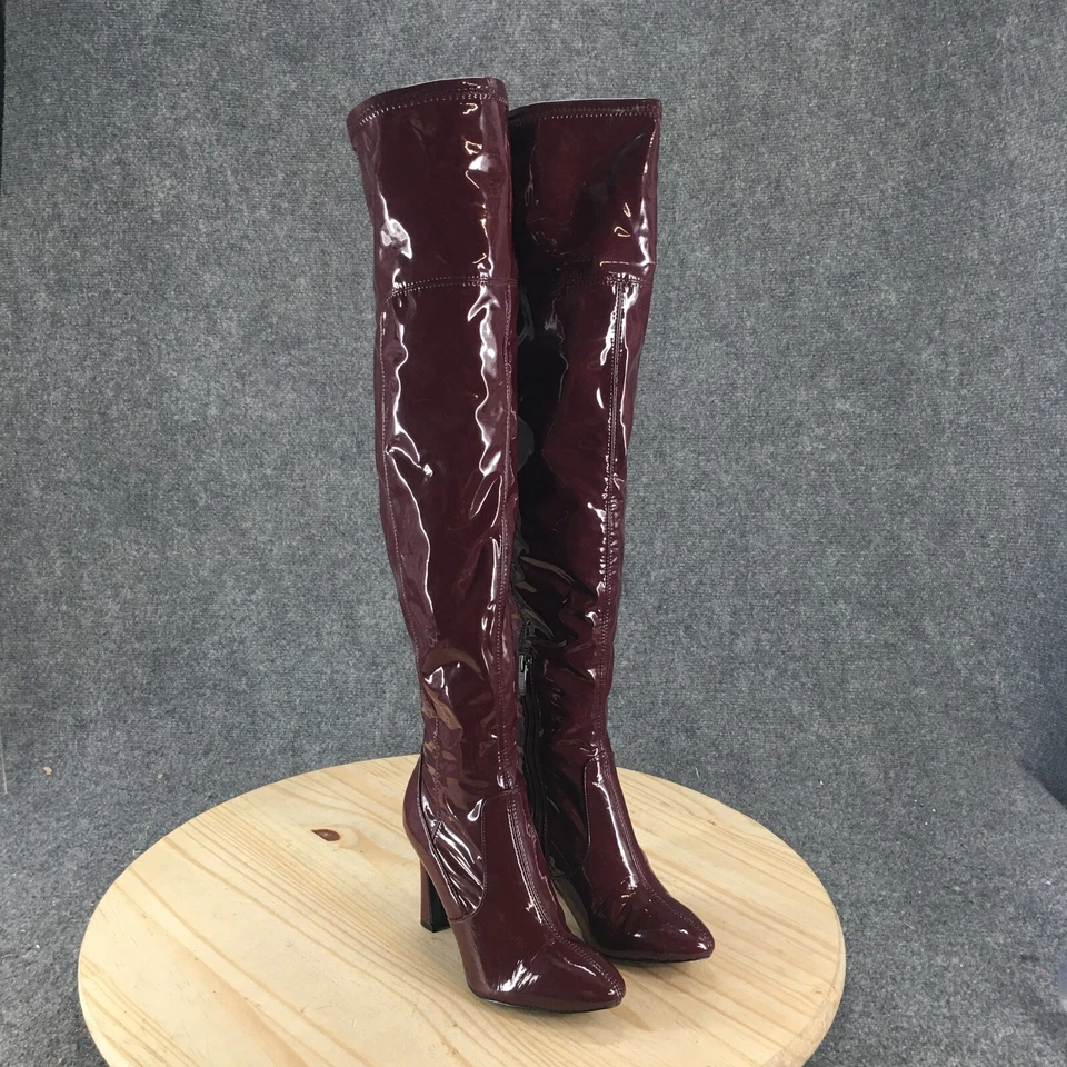 Botas Nine West para mujer 5,5 M chisporroteo 8 sobre la rodilla borgoña informales tacones de carrete Foto 3 de 4