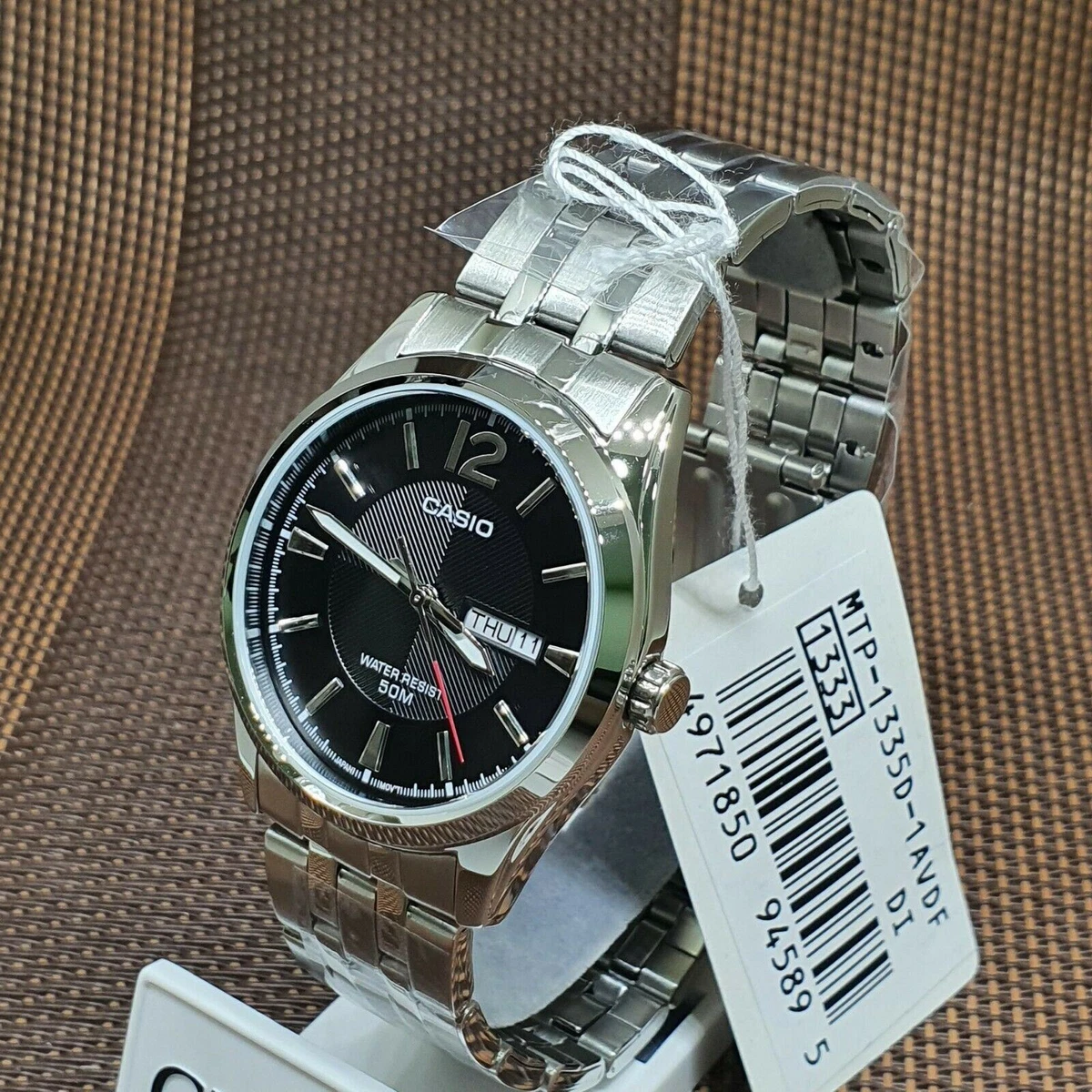 Casio MTP-1335D-1A Stainless Steel Black Analog Quartz Men 