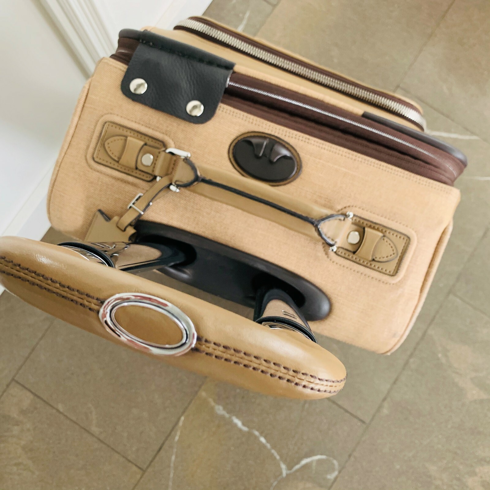 rolling widemouth leather underseat carry on