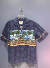 Large Button Hawaiian Harley Davidson Motorcycles Palms Shirt Made In USA KY’S